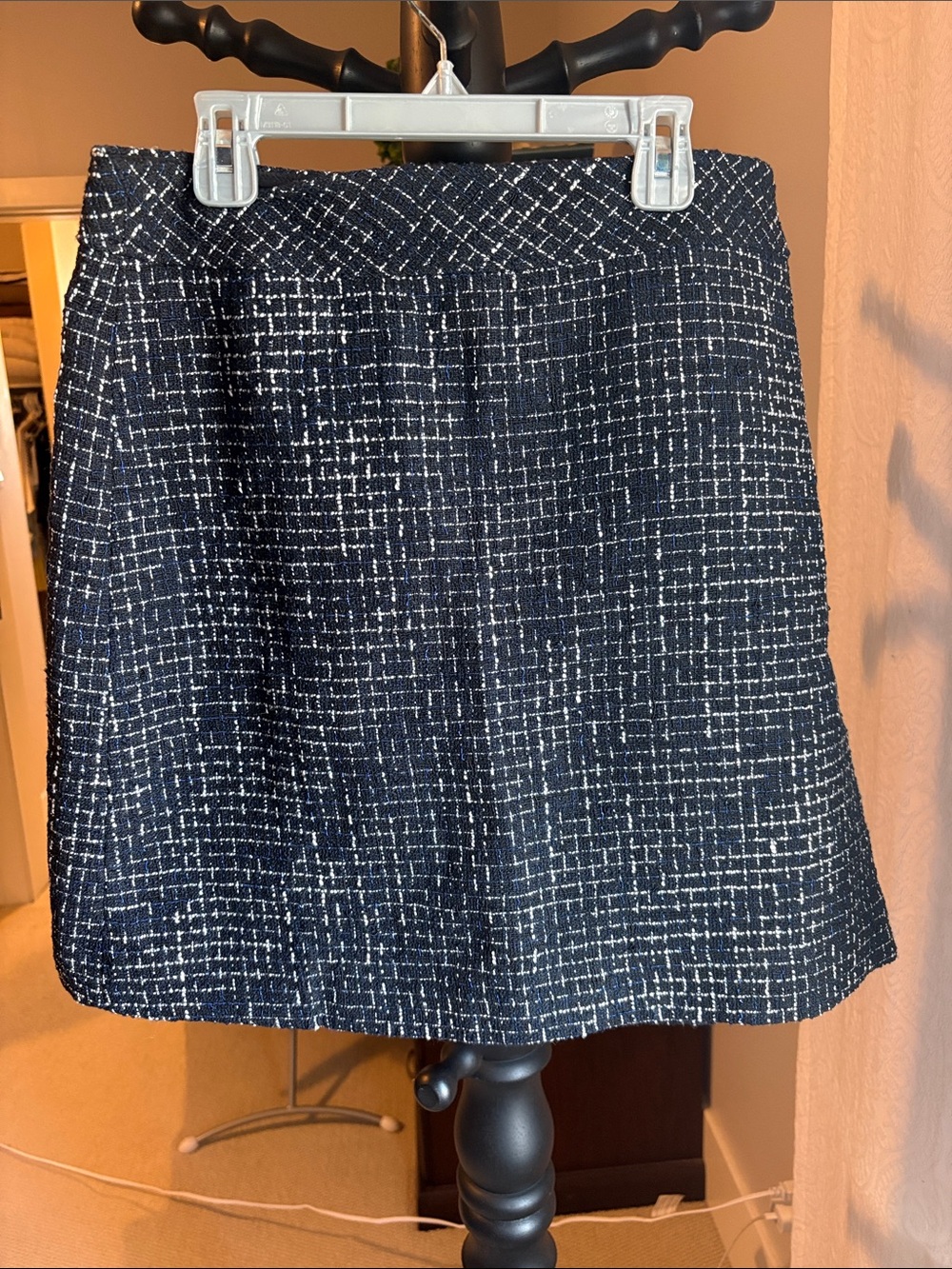 J. Crew Navy and White Tweed Mini Skirt